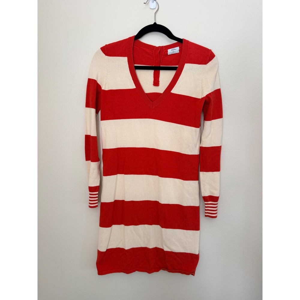 Wallace Madewell Striped Cotton V-Neck Sweater Dress Mini XS 72368
